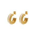 Hot Selling 18k Gold Plated Stainless Steel Earrings Statement Pear Chunky Cc Pearl Earrings for Women