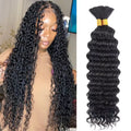 100g Human Braiding Hair Bundle Deep Wave Bulk Human Hair Bundles for Braiding No Weft Curly Hair Bulk for Boho Braids