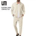 Liu Ming Hot Selling Products Autumn Men Clothing Casual Suit Zipper Jacket Two Piece Long Pants Set