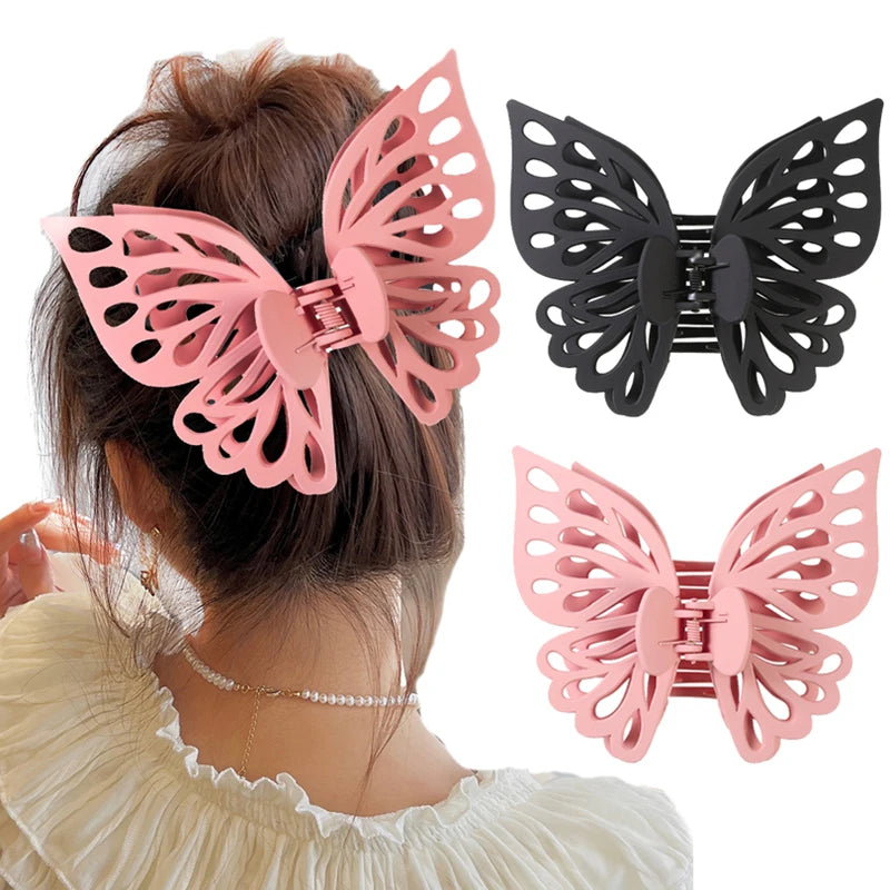 14cm Elegant Large Haark Lammer Shark Hair Claw Designer Abrazine Double Deck Butterfly Clamp Clips Popular Hollow Hair Clips
