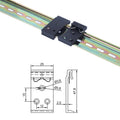 Black 35mm Metric DIN Rail Mounting Snap Hook Aluminum Alloy 25mm Triangular Clasp Bracket 3 Holes Horizontal 12 Vertical 15 1