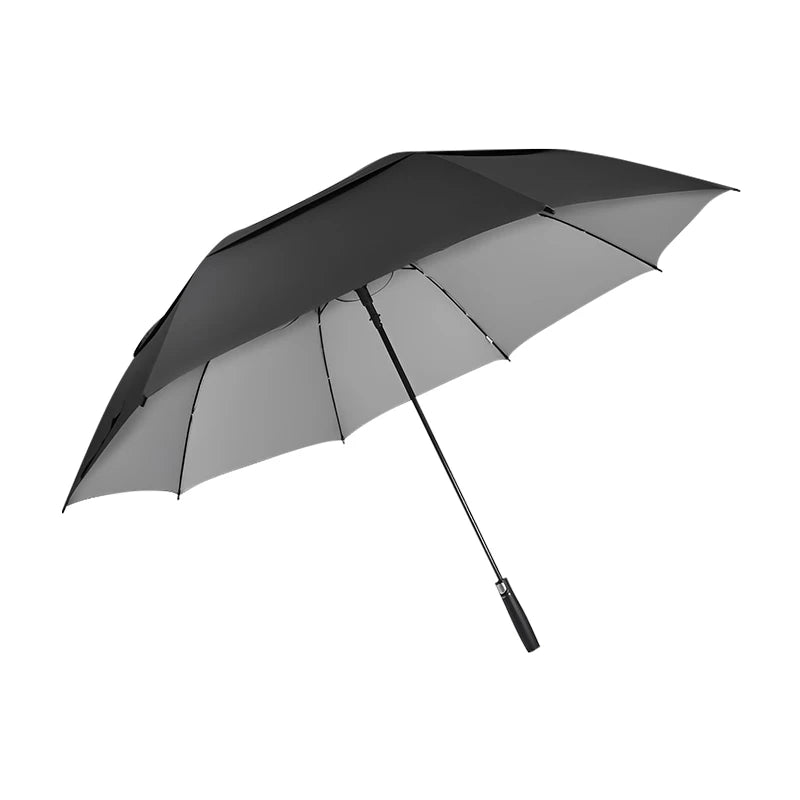 Big Size Automatic Open Golf Umbrella Double Canopy Fiberglass Windproof Outdoor Straight Umbrella Silver Coating Sunshade