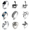 Vintage Punk Carved Eyes Ring Finger Jewelry Hip Hop Rock Culture Ring Unisex Women Male Party Metal Rings Accessories