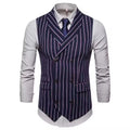 Mens Waistcoat Stripe Plaid Formal Suit Vest Men Fashion Casual Double Breasted Sleeveless Gilet Male Business Formal Dress Vest