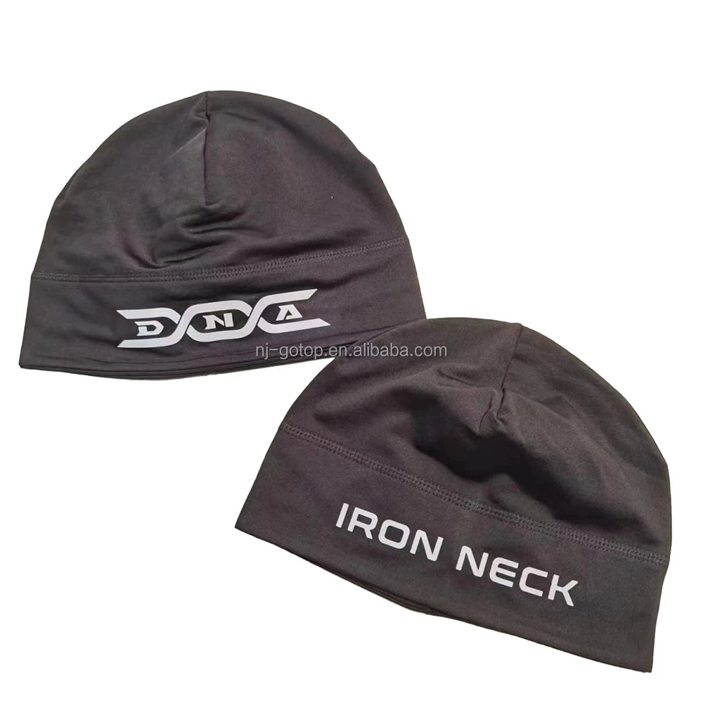 Polyester Spandex Sports Beanie Hat Digital Printing Custom Embroidered Logo Knitted Winter Hat Skull Design Ribbed Beach Use