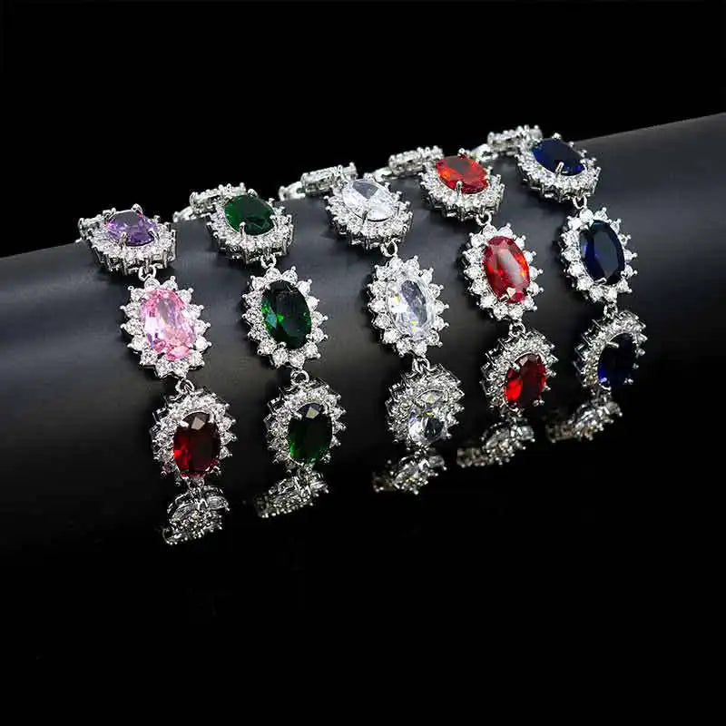 DAIHE Set-3542 Colored Zircon Customized Sterling Silver 925 Luxury Jewelry 3-piece Set
