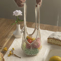 100% Cotton Mesh Bread Storage Bags Eco-friendly Reusable Net Bakery Bags With Long Handle