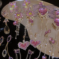 Exaggerated Purple Zircon Earrings Wonderful Long Tassel Earrings Temperament Shiny Purple Diamond Embellished Flower Earrings