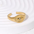 Beimai OEM Luxury Retro 18k Gold Stainless Steel Women's Ring Diamond Eyes Light for Wedding Bands