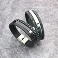 DROPSHIP New RTS Engraving Stainless Steel Braided Leather Cord Bracelet Men Women Couples Popular Leather Bracelets
