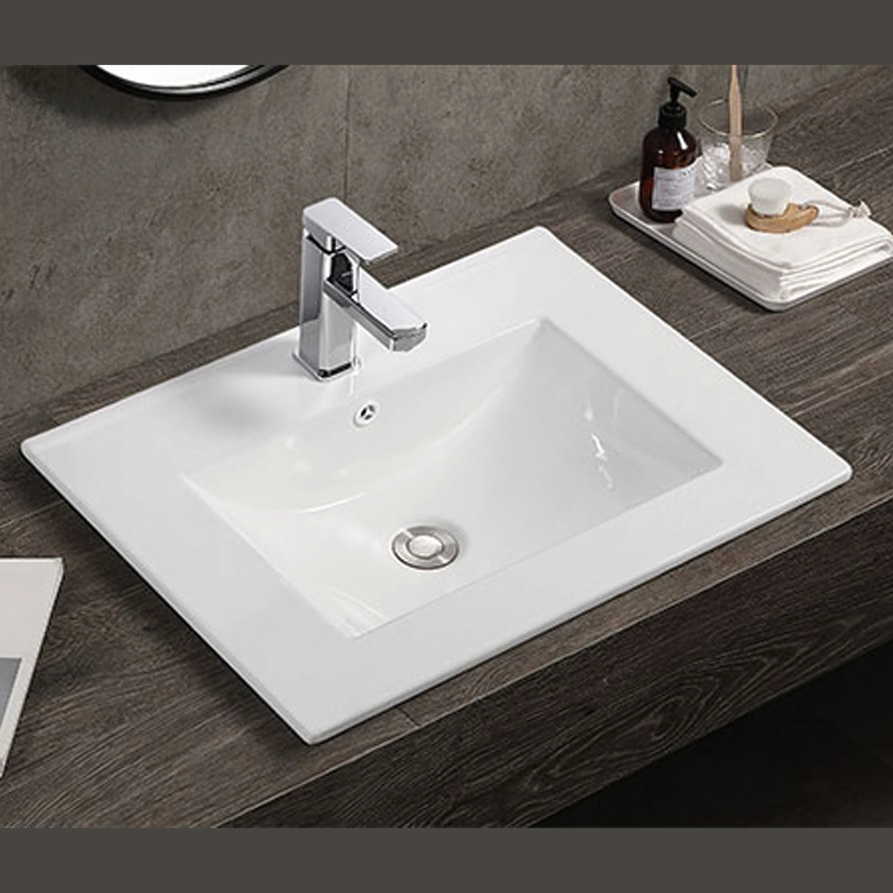 Rectangle Above Counter Porcelain Ceramic Bathroom Cabinet Vanity Sink Basins
