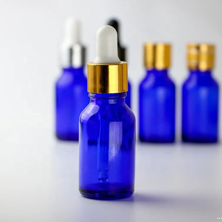 Custom 5-100ml Blue Glass Essential Oil Dropper Bottle