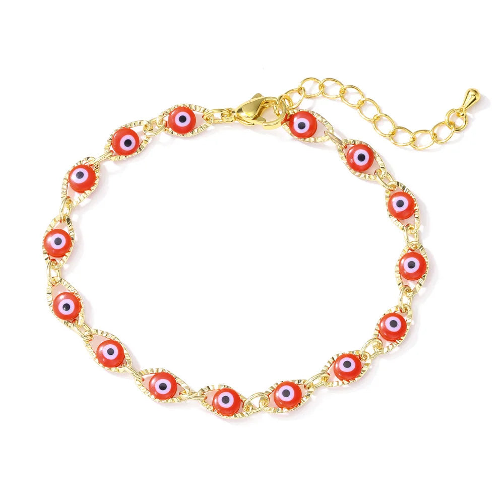 Non Tarnish Bracelet Evil EyeWomen Devil Eye Necklace Choker Jewelry Gold Plated Evil Oval Eye Chain Bracelets Bangles for Women