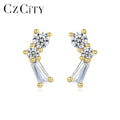 CZCITY Jewelry S925 Sterling Silver Earrings Gold Plated Clear CZ Star Girls Tiny Studs Earrings Wholesalers