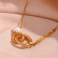 Vintage Jewelry Circle Cross Pearl Necklace 18k Gold Plated Stainless Steel Jewelry