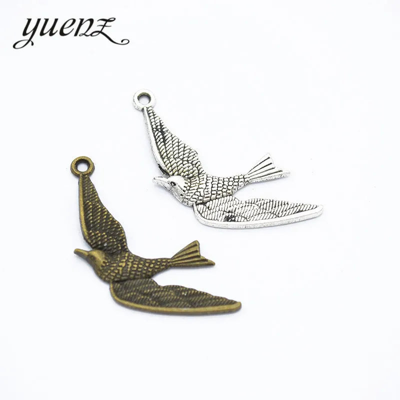 YuenZ 2 Colour Antique Silver Plated Charms Animal Bird Pendants for Jewelry Making DIY Handmade 35*16mm D547