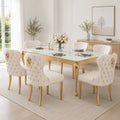 Large Seat Button Tufted Velvet Lion Knocker Back Modern Luxury Gold Stainless Steel Legs Dining Room Furniture Dinner Chair