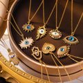 Handmade Gold Chain Necklace with Turquoise Eye Pendant Zircon Amulet Jewelry for Weddings Trendy Style Perfect Gift