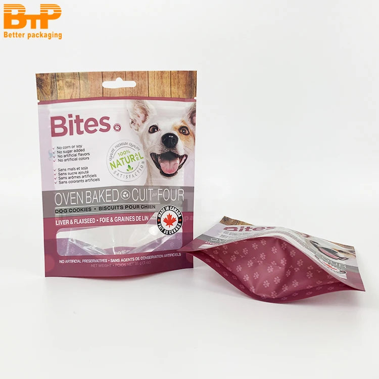 Custom Sizes Logo Recyclable PE Pouch Moisture Proof Stand Zipper Resealable Packaging Bags for Pet Dog Cat Snack Chewing Gum