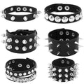 Unisex Spike Cuff Bracelets Wholesale Punk Rock Men's Leather Jewelry for Weddings and Parties 6 PCS for Gifts