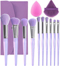 OEM ODM Customizable 12 Piece Purple Aluminum Ferrule Makeup Brush Foundation Contour Blush Concealer Face Highlight Eyeshadow
