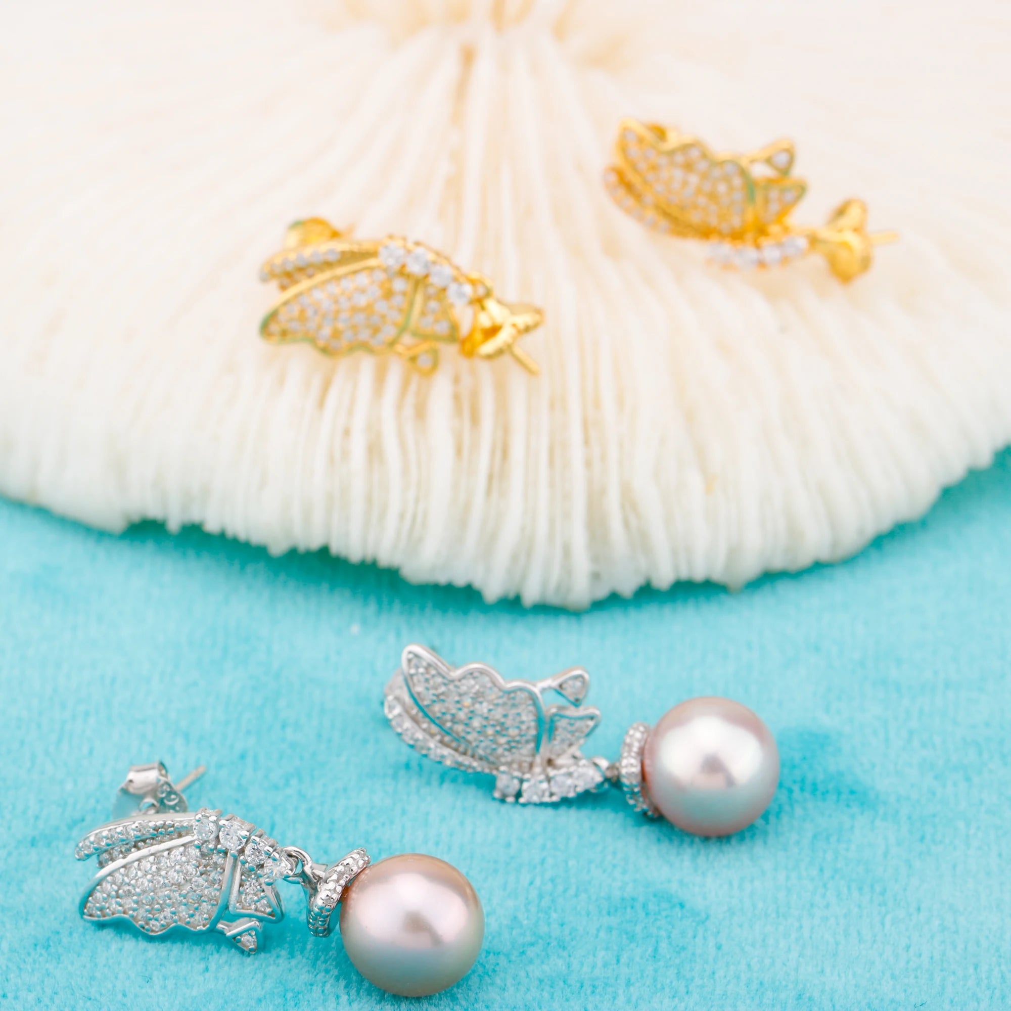 E010861 S925 Pearl Earring 925 Sterling Silver DIY 7-8mm Natural Freshwater Pearl Stud Earring for Women