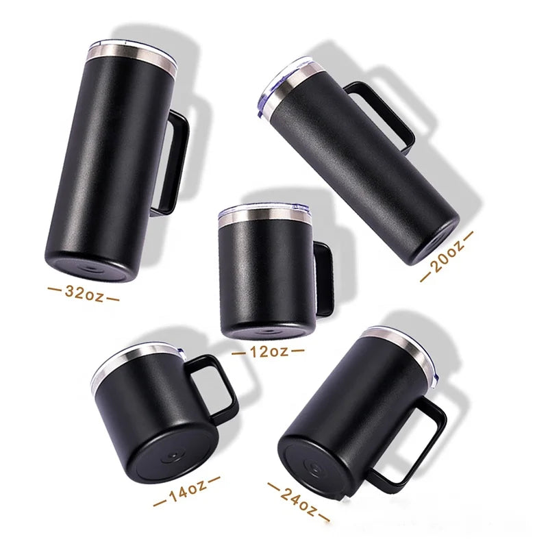 12oz 14oz 20oz 24oz 32oz Coffee Mug with Handle Double Layer Stainless Steel Auto Mug
