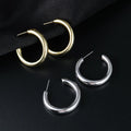 Fashion Chunky Earrings Jewelry 925 Sterling Silver Big Earrings Heavy Chic Punk C Shaped Gold Plated Hoop Earrings Women
