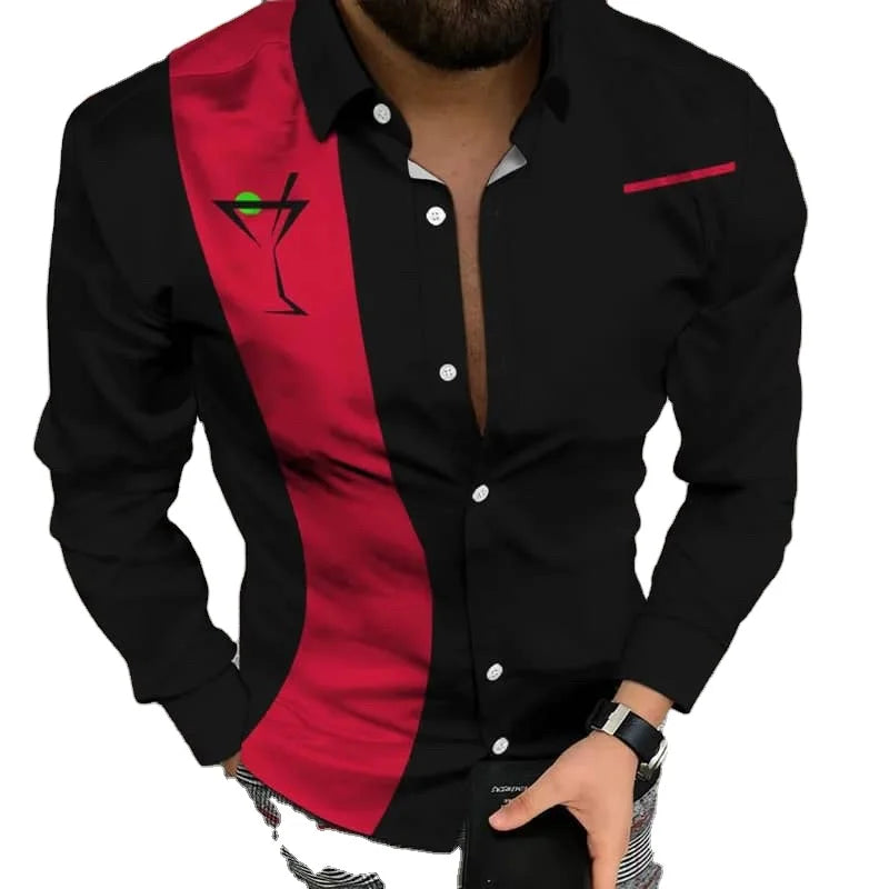 Top Fashion Men's Casual Streetwear Printed Sublimation Shirt High Quality Vintage Bowling Design Anti-Wrinkle New Spring