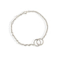 WMAS193 Minimal Stacking Bracelet in 925 Sterling Silver Double Ring Bracelet Double Ring Charm Chain Bracelet