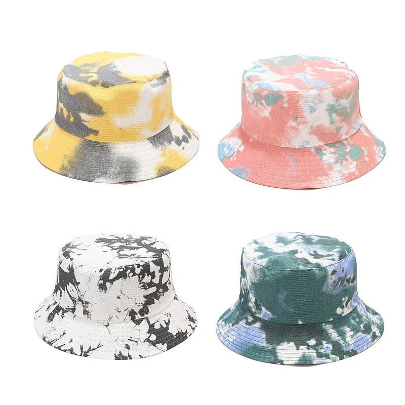 Wholesale Fashion New Trend Tie Dye Sun Hat Two Side Reversible Wear Design Cotton Lady Girl  Autumn Outdoor Causal Bucket Hat