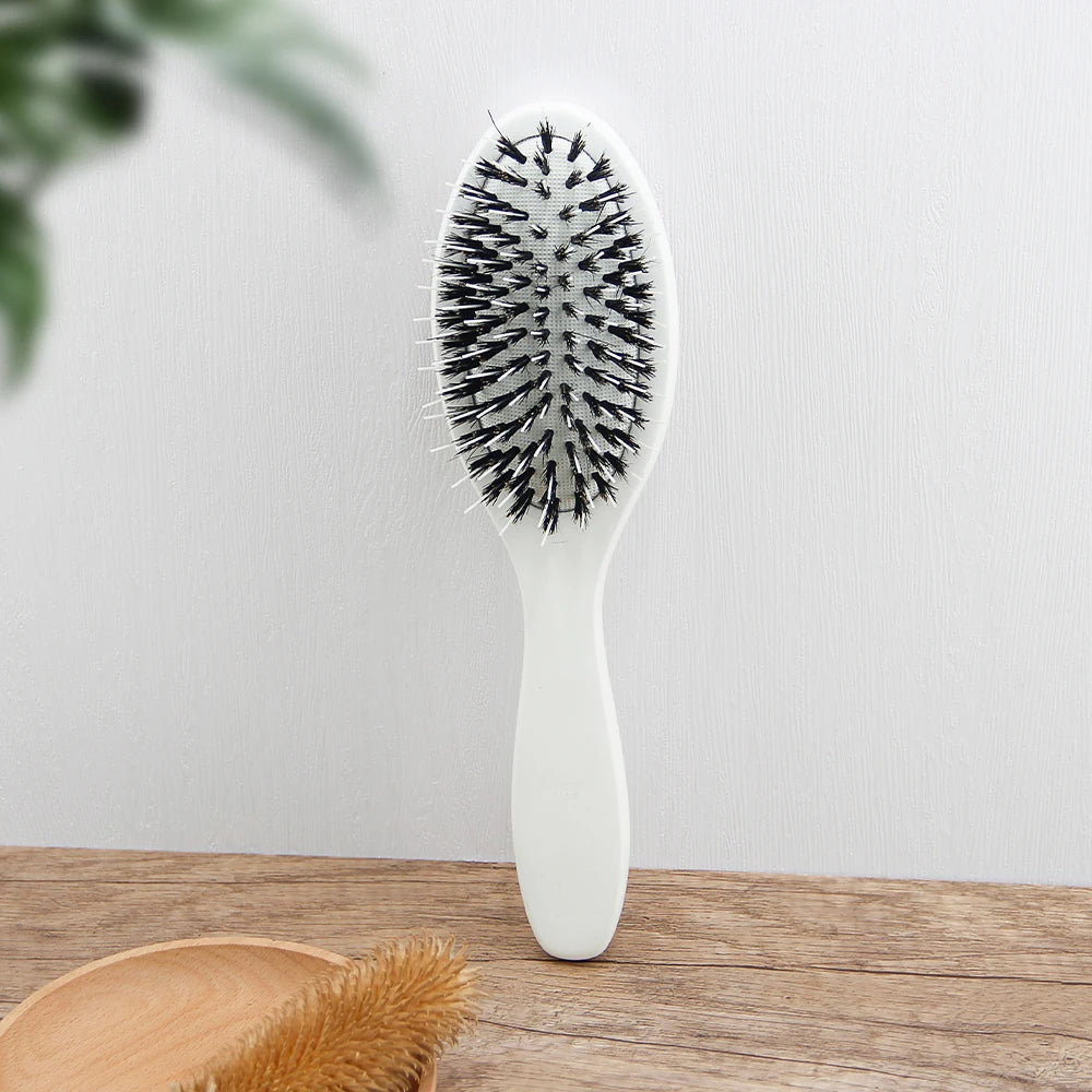 Custom Bamboo Wood Winged Nondisposable Extension Hair Brush Boar Bristle Styling Paddle Cushion Private Label Custom Logo Wigs