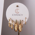 3 Pairs/Set Wholesale Brass Statement Earring Set Chunky Stud 16K Gold Plated Women Hoop Earrings