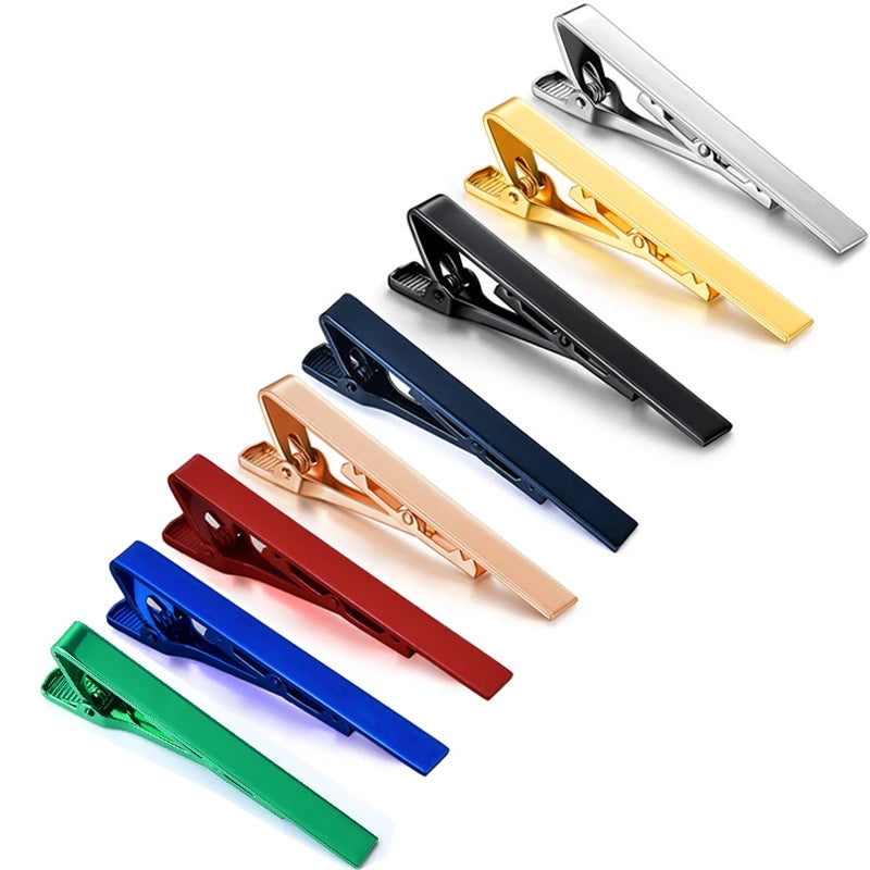 Classic Men's Tie Clips Brass Necktie Tie Bar Pinch Clips for Wedding Anniversary Business Daily Life