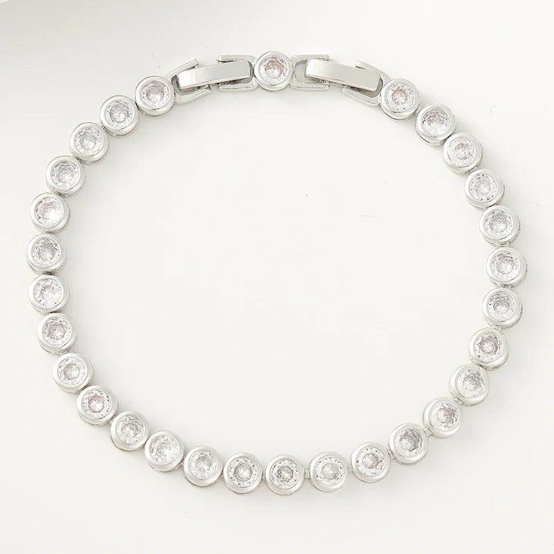 Circle Zircon Bracelet Women's Sterling Silver Ins Special-Interest Design Simple Tennis Bracelet