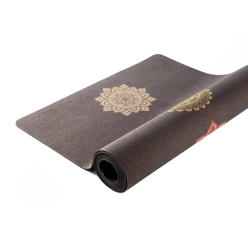 Tropical Black Digital Print Seven Chakras Exercise 3mm Eco-Friendly Natural Rubber Cork Yoga Mat 183x61cm Carrying Bag Folding