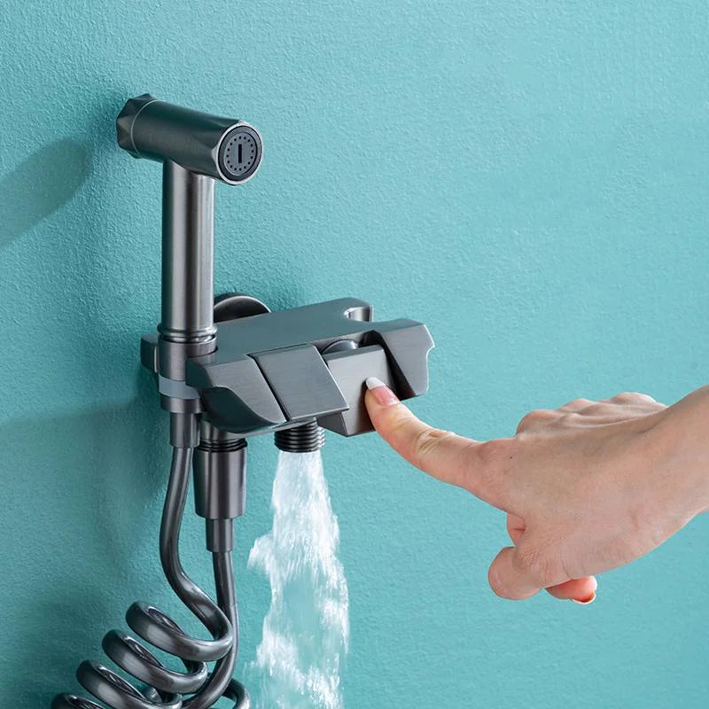 Gun Gray One-in-Two-Out Angle Valve Companion Set Toilet Flushing Booster Spray Gun for Bathroom Faucet Accessories