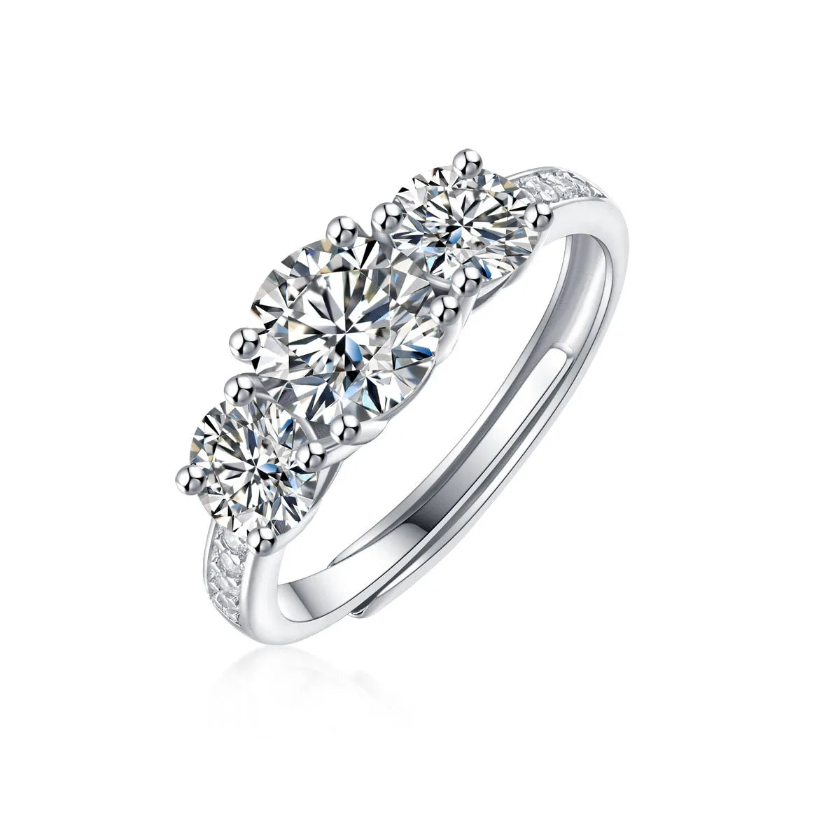 1CT S925 Sterling Silver Rings for Women Inlaid Moissanite Wedding Rings Luxury Elegant Three Stone Jewelry