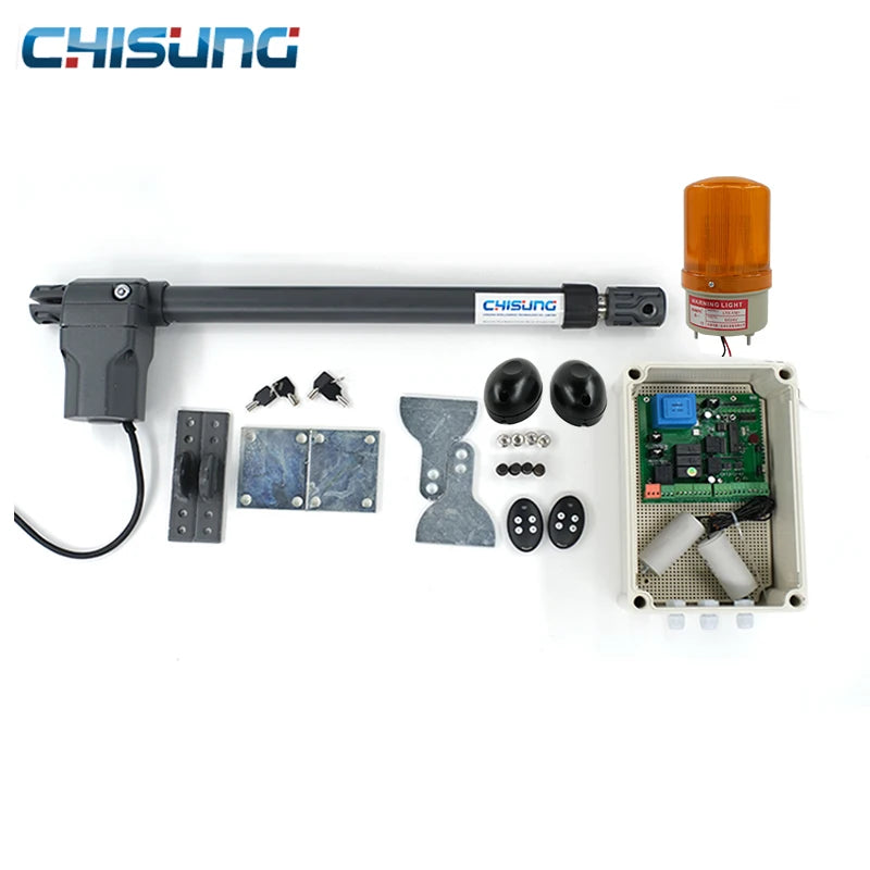 2026 Single Arm Swing Gate Electric Actuator Door Operators Remote Automatic AC Motor 500KG 3.5m 400mm Stroke with Warning Light