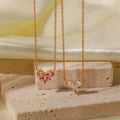 New French Stainless Steel New Design Jewelry 18K Gold Plated Heart Pink Clear Zircon Pendant Necklace for Women Gift