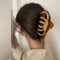 Korean Vintage Unique 11CM Retro Oil Painting Large Hair Clip Wood Color Pumpkin Claw Clip for Women