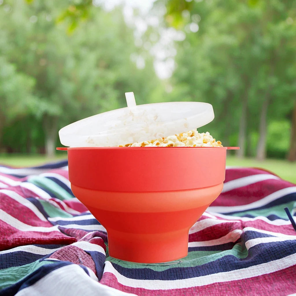 Kitchen Large Microwave Popcorn Maker Silicone Popcorn Popper Microwave Collapsible Bowl With Lid Microwave Popcorn Bowl