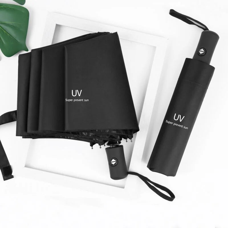 8 Bone Automatic UV Umbrella with Custom Logo Classic Folding Design for Business Gifts 190T Nylon Fast Production Free Shipping