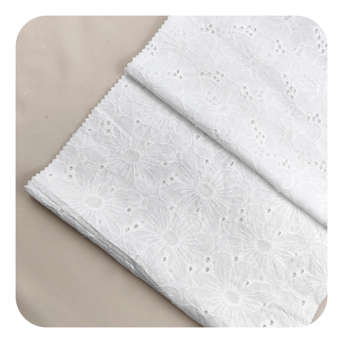 High-Grade Organic Cotton Cloth Lace Pure Cotton Embroidered Full-Scale Hollow Fabric Woven Technics for Wedding Direct Dubai