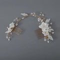 Fashion Handmade Wedding Hair Accessories Ceramic Flower Crystal Headpiece Bridal Hair Comb Jewelry