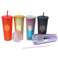 Hot Selling 24oz Pink Studded Custom Logo in Bulk Plastic Tumbler Cold Coffee Mug Tumblers Cups with Lids and Straws