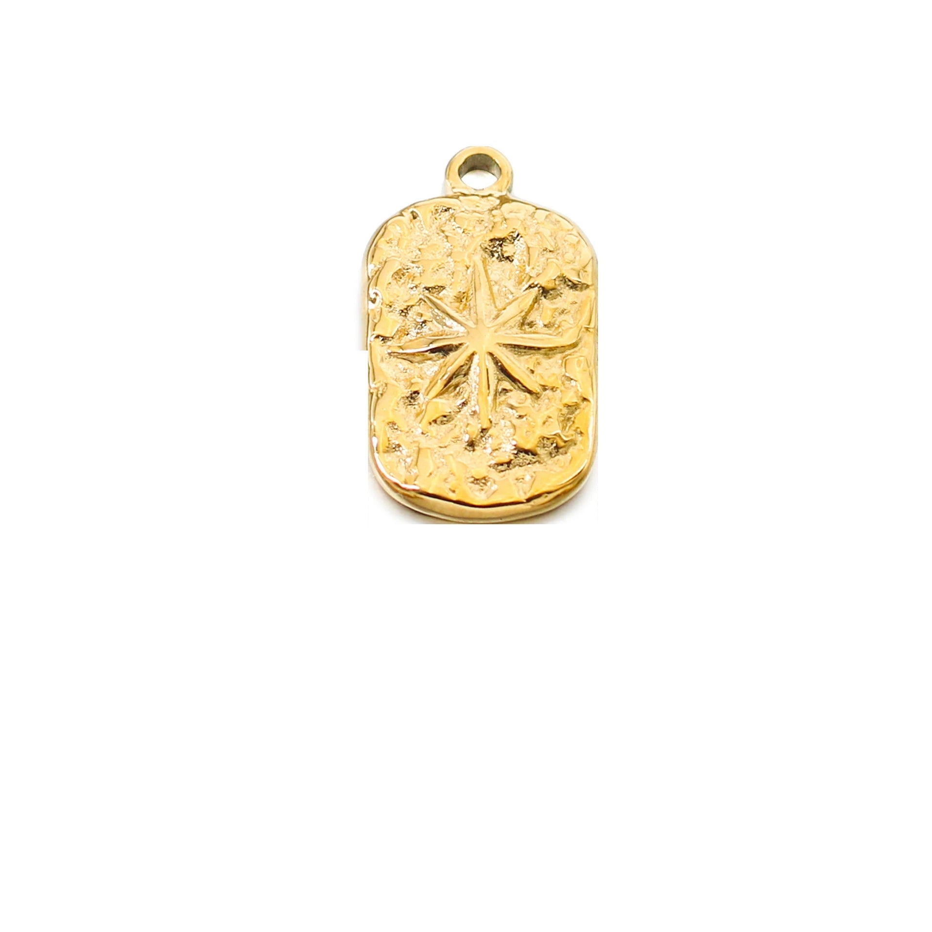 Stainless Steel Hip-Hop Necklace Accessories with Gold Imitation Stone Carving Patterns 10.5*17.5 mm KA2204082 KA2204082