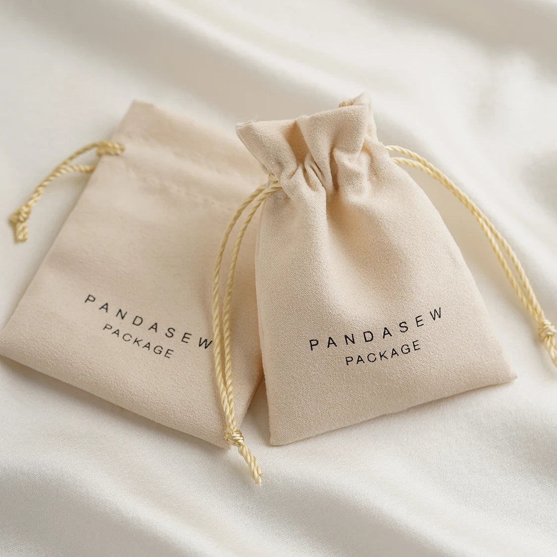 PandaSew Custom logo Small Earring Bracelet Necklace Gift Jewellery Packaging Pouch Jewelry Drawstring Suede Bag