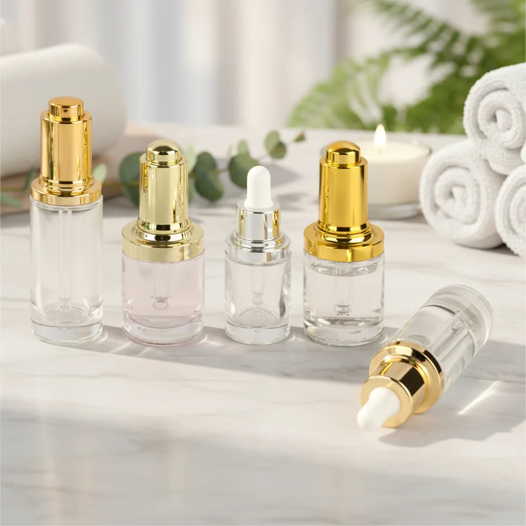 2025 Trend Products 15ml 30ml Glass Dropper Bottles Cosmetics Empty Packaging Boxes for Essential Oils Clear Glass Containers