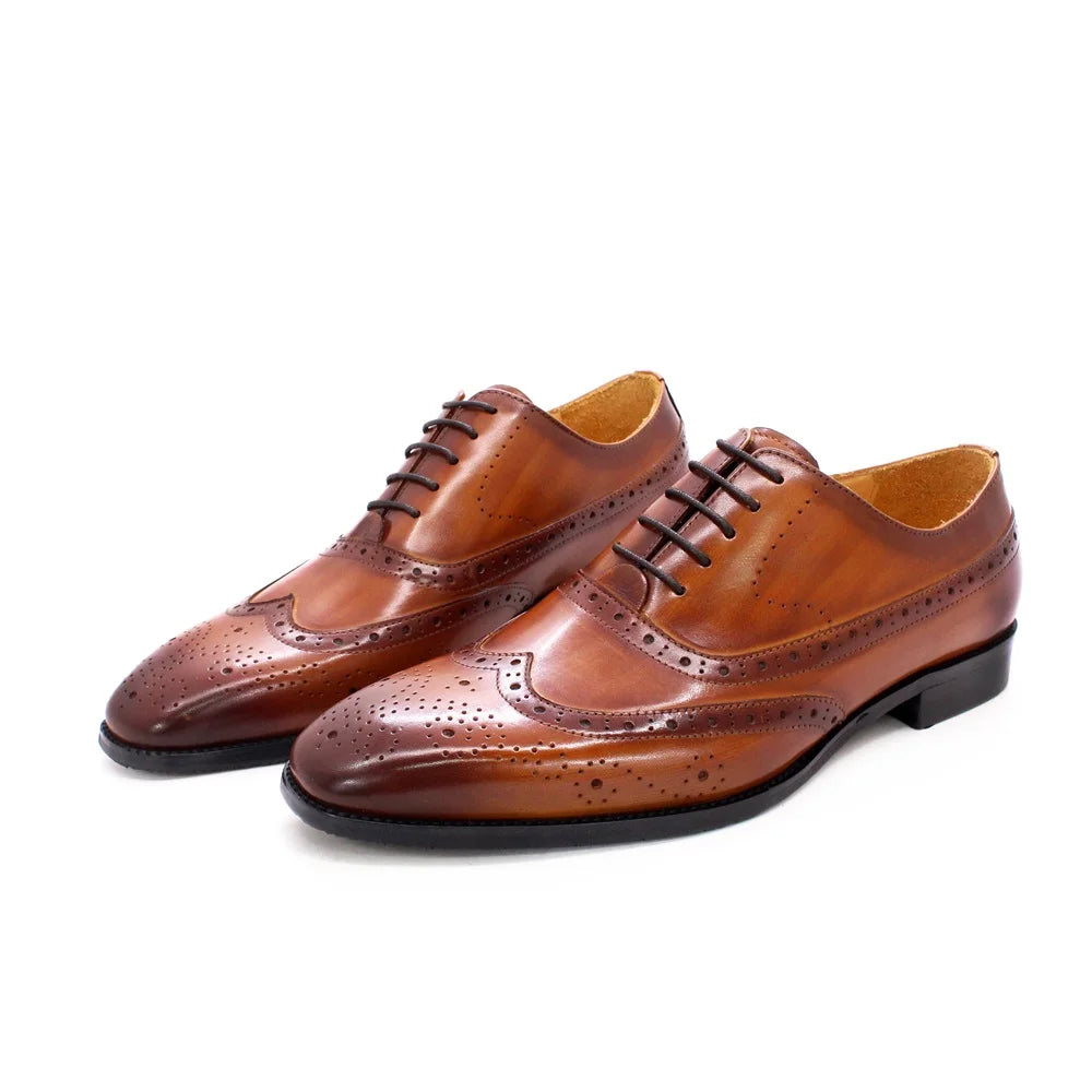 Factory Custom Fashion square Toe Lace up Men's Business Formal Dress Leather Shoes Wedding Party